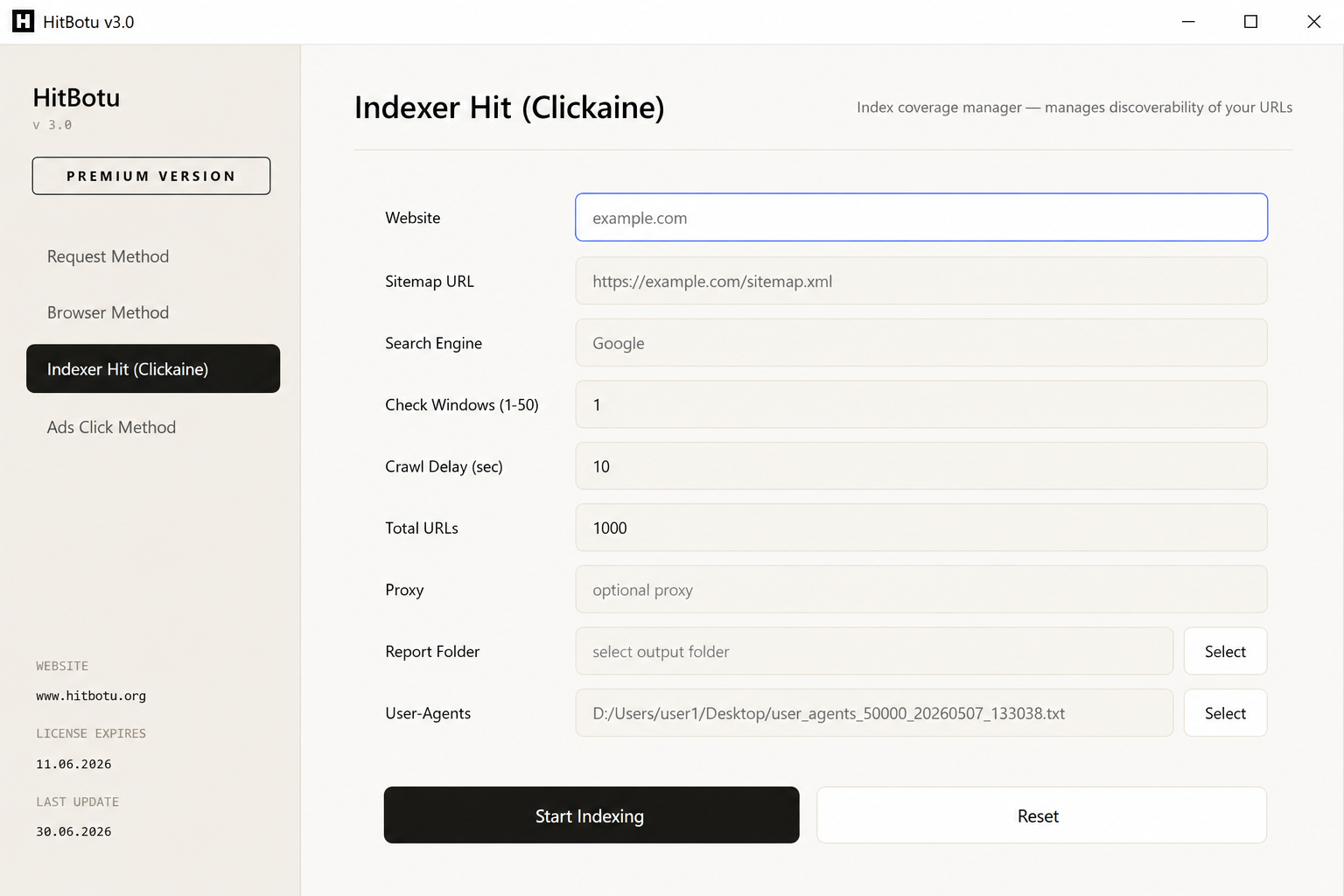 Index takip modülü ekran görüntüsü